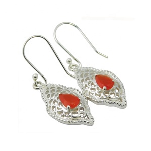 Solid 925 Sterling Silver Carnelian Gemstone <b>Earring</b> Handmade Fancy Silver Jewelry <b>Earrings</b> Supplier - Product Image 1