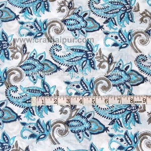 ผ้าฝ้ายอินทรีย์ Paisley บล็อกพิมพ์ผ้าหลายสีสําหรับเสื้อผ้าอินเดียทําด้วยมือออกแบบเองชุดวัสดุขายส่ง - Product Image 4