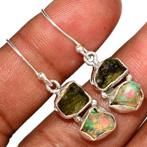 Pendientes colgantes de plata de primera ley y ópalo para mujer, aretes colgantes, plata esterlina, Circonia cúbica, zirconia, circonita, zirconita, zirconita, piedra Natural, estilo bohemio - Product Image 3