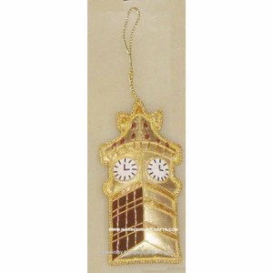 Ornements de Noël suspendus en forme d'horloge du monde, brodés au zari - Product Image 1