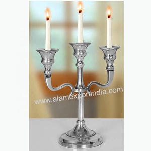 Candélabre en argent nouveauté bougeoir poli à 3 bras candélabres faits à la main bougeoirs en métal élégants candélabres - Product Image 2