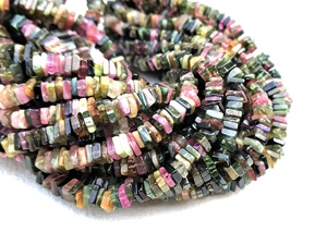 Qualité géniale, 1 brin de forme carrée, Tourmaline naturelle, perles Heishi, fabrication de beaux bijoux - Product Image 3