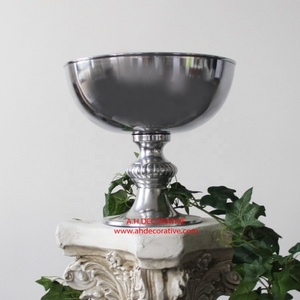 Florero de tazón de plata para centros de mesa de boda, tazón de flor de fundición de aluminio de diseño único, Base redonda para sala de estar - Product Image 2