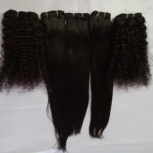 100% cabelo brasileiro virgem remy humano indiano hai de templo reto 10 a grau costurado em extensões de cabelo humano remy cabelo humano virgem