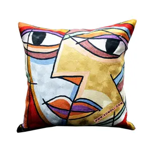 Khuôn Mặt Picasso Ấn Độ Tay Thêu Thiết Kế Handmade Đệm Bao Gồm Số Lượng Lớn