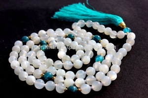 Stile bohémien <span class=keywords><strong>pietra</strong></span> di luna annodata Yoga Mala 108 <span class=keywords><strong>collana</strong></span> di perline rotonde per l'induismo occasioni religiose e regali - Product Image 5