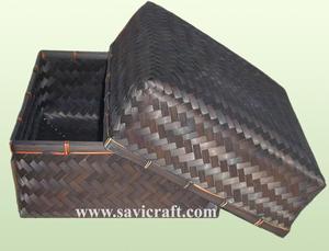 Venta al por mayor de bambú natural tejido cesta de almacenamiento con tapa artesanía cesta de ratán para embalaje de regalo - Product Image 4