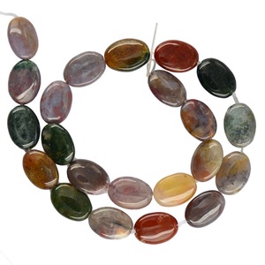 Collar de piedra de cuentas ovaladas de piedra de sangre, abalorios de cristal ovalados para hacer joyas, collar de cristal para mujer, mayorista - Product Image 1