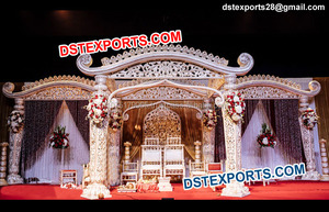 Royal Indian <b>Wedding</b> Draped Mandap Traditional Rajwada Fiber <b>Wedding</b> Mandap Set <b>Wedding</b> Ceremony Jali Pillars Mandap Newyork - Product Image 4