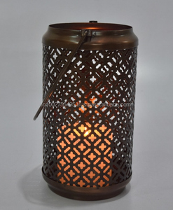 Handmade Modern Metal <b>Tea</b> <b>Light</b> Candle Holder Lantern in Black Gold Foil Lining 9x9x19 cm Home Decoration <b>Christmas</b> - Product Image 3