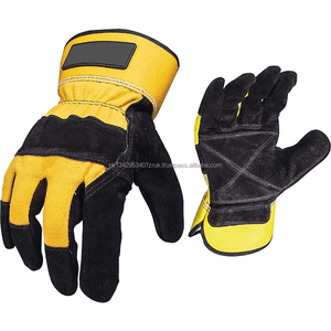 2025 Fashion Full <b>Finger</b> Cowhide Leather Rigger Safety <b>Gloves</b> Breathable Non Slip Stretchy Elastic Wrist <b>Gloves</b> Unisex - Product Image 2