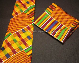 African Print Kente Necktie <b>with</b> <b>Pocket</b> <b>Scarf</b> One Size Set New Men's Tie Kente Cloth Pattern Wax Cotton Tie Men Fashion Wear - Product Image 5