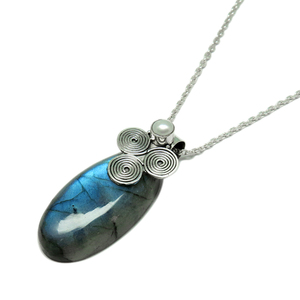 Véritable beauté ovale forme ronde pendentif en argent Sterling 925, vente en gros de bijoux en argent, exportation et grossiste - Product Image 4