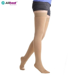 Allbest Bas de contention pour femme, tricotés respirants en Spandex/Nylon, au-dessus du genou, à bout fermé, motif uni - Product Image 1