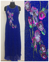 Robe de soirée sans manches coupe trapèze style unique, ornée de cristaux, broderies à la main, perles naturelles, longueur ras du sol, grande taille, pour soirée formelle