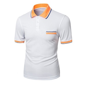 Promocional de alta calidad, precio bajo, manga corta, contraste de Color, cuello con punta, puño, bolsillo en el pecho, hombres, tejido Formal para camisa Polo - Product Image 1