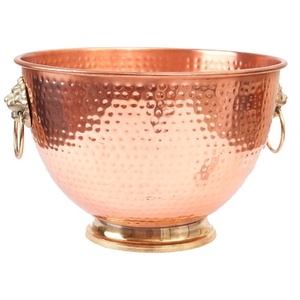 Hammered Ice Bucket Copper Ice Bucket With Handles <b>Bar</b> <b>Accessories</b> Tabletop Wine Buckets for Parties Decorative Beverage Chiller - Product Image 4