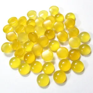 Jewelry Making AAA Quality Genuine Loose Gemstone 6mm Yellow Chalcedony Round Cabochons From Indian Supplier At Factory Cost