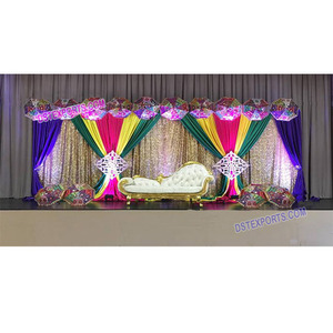 Boda musulmana brillante paraguas Fondo colorido de escenario de boda cortina boda escenario Embrodried telón de fondo - Product Image 1