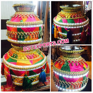 กระถางตกแต่งงานแต่งงานแบบปักลายอินเดีย,กระถางตกแต่งงานแต่งงานแบบเต็มสี - Product Image 5