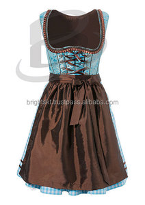 Traditional Dirndl Oktoberfest Costume Lady Bavarian National Green Plaid Clubwear Cosplay <b>Carnival</b> Halloween Fancy <b>Party</b> Dress - Product Image 3