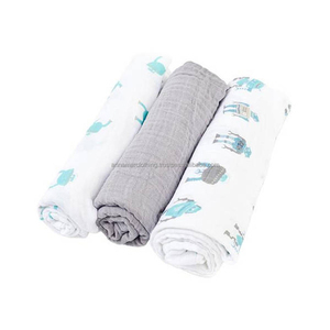 Couverture en mousseline pour bébé 100% coton biologique |   Écharpes de portage douces et respirantes pour bébé |   Couvertures d'emmaillotage imprimées légères - Product Image 1