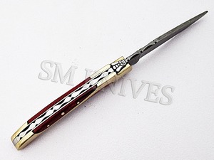 Couteau de survie unique en acier Damas, fait main, avec bouton poussoir, personnalisable OEM (smf32) - Product Image 5