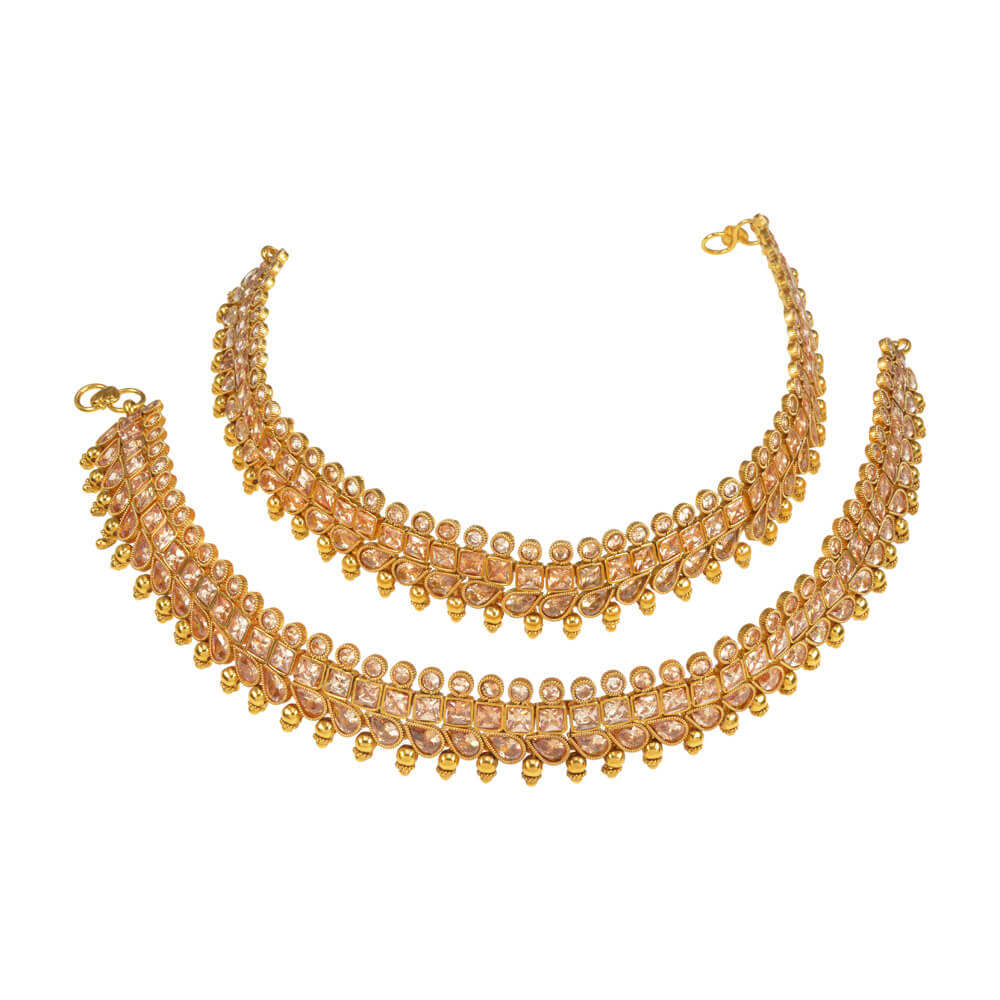 Antique Gold Plated Wholesale Classic Payal 13753 Artificial Fashion  Jewellery Wholesalers in India