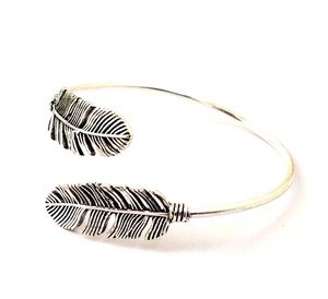 Brazalete de plata, brazalete de hoja grande - Product Image 4