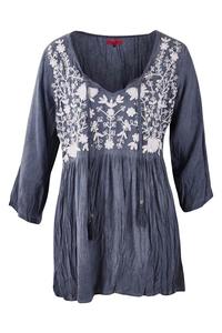 Blusa Bohemia para mujer, 100% de algodón, cómoda, fresca, para verano, bordado atrevido, adorno de encaje, Top barato Natural, venta al por mayor - Product Image 5