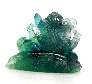 Compre al por mayor de piedras preciosas naturales fluorita hermosa estatua de escultura de Ganesha hecha a mano figurita tallada a través de 5 ''de altura India - Product Image 4