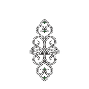 Bague en argent Sterling 925 avec diamant pavé de pierres précieuses émeraude, bijoux de créateur pour filles, fabricant - Product Image 1