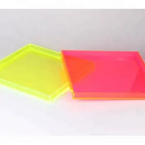 Fluorescent Acrylic Serving Tray Rectangular Neon green Acrylic Display Tray