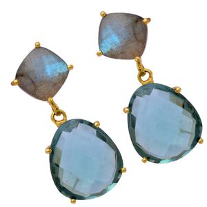 Ensemble de broches pierre précieuse améthyste verte naturelle solide. Boucles d'oreilles en argent sterling 925 plaqué or Goujons Bijoux faits à la main Casa De Plata - Product Image 3