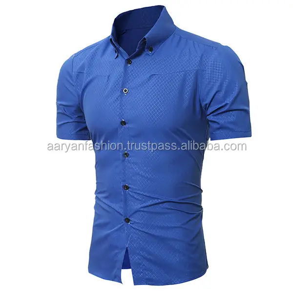 Fashion Plaids Printing Short Sleeve Designer Shirts for Men