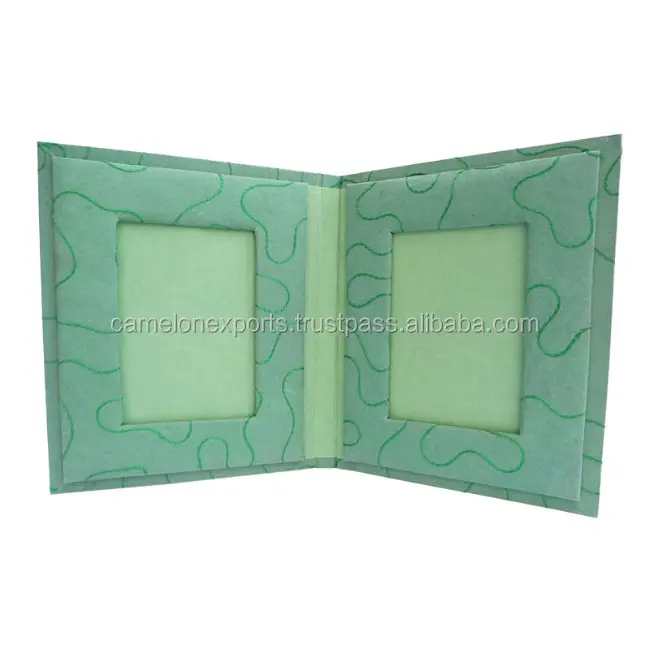 सुंदर हरे रंग हस्तनिर्मित कपास कागज कशीदाकारी तस्वीर फोटो फ्रेम