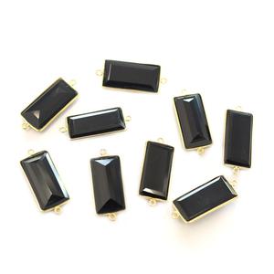 Black Onyx Rectangle Shape 925 Sterling Silver Bezel Gold Plated Connector Handmade Jewelry Making - Product Image 3