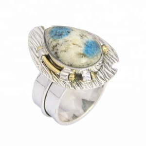 แหวนพลอย K2เงินสเตอร์ลิง925สีทูโทนเครื่องประดับทำมือแหวนเวอร์เมิลตลอดกาลขายส่งและผู้ผลิต - Product Image 1