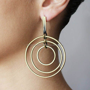 Fashionable <b>Big</b> Circle Brass Design Stud <b>Earrings</b> Daily Wear Latest Jewelry - Product Image 2
