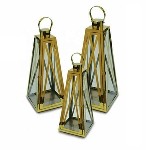 โคมไฟเทียนตกแต่งระเบียงบ้านทำด้วยมือโคมไฟเคลือบทอง - Product Image 2