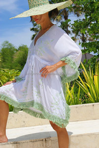 2019ผู้หญิงเซ็กซี่ชุดว่ายน้ำ Fringe Lace Tassel Lady ชุดว่ายน้ำบิกินี่ด้านหน้าเปิดกิโมโนชายหาด Kaftan เครื่องแต่งกาย - Product Image 4