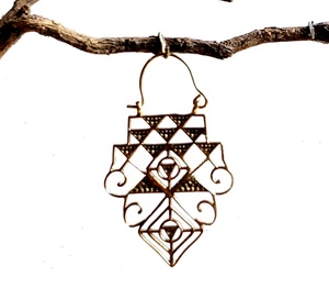 Pointed Handmade Earring Boho Brass Jewelry Brass <b>Hoop</b> Earring - Product Image 2