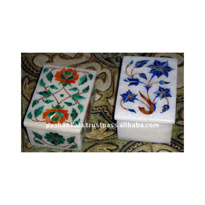 Cajas Decorativas de Mármol con Incrustaciones Hechas a Mano y Pulimentadas, de Alta Calidad para Decoración del Hogar - Product Image 1