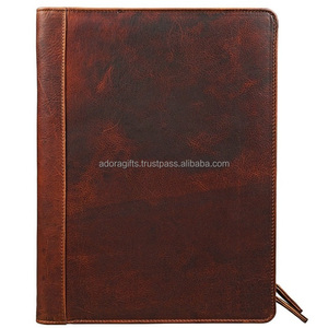 Leather Zippered Traveler Business <b>Folder</b> <b>A4</b> Conference Vintage Stylish Padfolio for Woman - Product Image 2