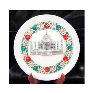 Placa de incrustación de mármol puro con Taj Mahal, obra de arte - Product Image 1