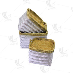 Viettimecraft Eco-Friendly Vietnam Weaved <b>Bamboo</b> Storage <b>Basket</b> Customizable Color Size for Home Decoration Gift Storage Planter - Product Image 3