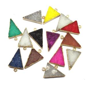Sucre naturel druzy agate forme triangle or connecteur électroplaqué boucles d'oreilles pendentif fabrication connecteur résultats de pierres précieuses - Product Image 2
