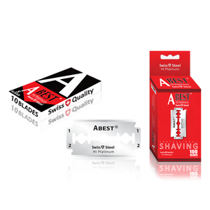 ใบมีดโกนหนวดแบบใช้แล้วทิ้ง ABEST HI PLATINUM DURABLADE คุณภาพสวิส ใบมีดสองคม สแตนเลส ปลอดภัยสำหรับผู้ชาย - Product Image 1