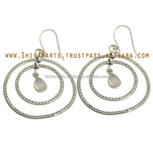 Pendiente hecho a mano de piedras preciosas de piedra lunar de arcoíris de Plata de Ley 925 para mujeres y niñas, joyería de moda - Product Image 2