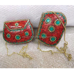 นําเสนอโดยที่อยู่หัตถกรรมขายร้อนสไตล์ใหม่สุภาพสตรีหินอ่อนและกระเป๋าโลหะออสเตรเลียออกแบบอินเดียออกแบบสลิงกระเป๋าคลัทช์ - Product Image 5